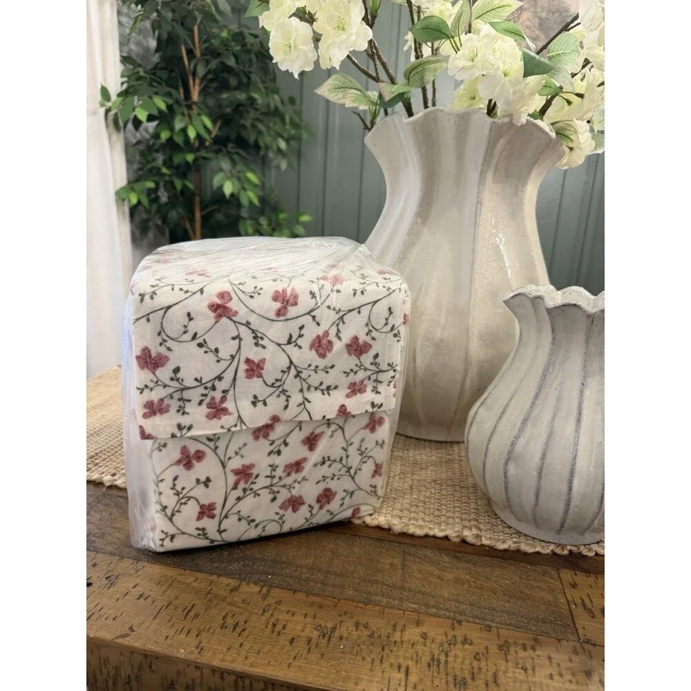 King Ultra Soft Flannel Sheet Set Ivory Floral - Threshold NEW